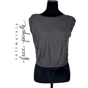intimately Free People Grey Sleeveless Crop Shirt Size Large